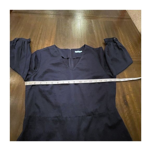 J. McLaughlin Navy Blue Cotton Sateen 3/4 Sleeve Drop Waist Dara Midi Dress XS - Picture 10 of 10
